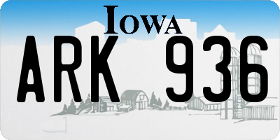IA license plate ARK936