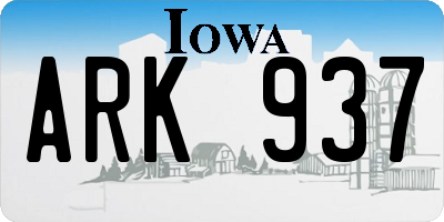 IA license plate ARK937