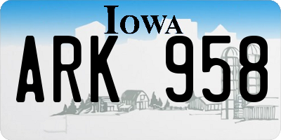IA license plate ARK958