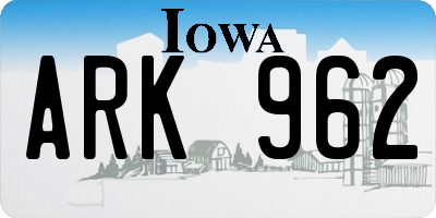 IA license plate ARK962