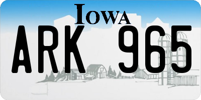 IA license plate ARK965