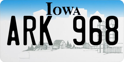 IA license plate ARK968