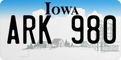 IA license plate ARK980