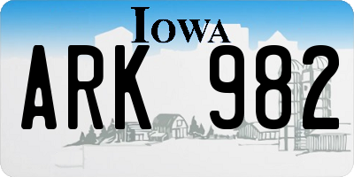 IA license plate ARK982