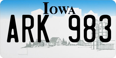 IA license plate ARK983