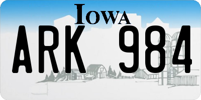 IA license plate ARK984