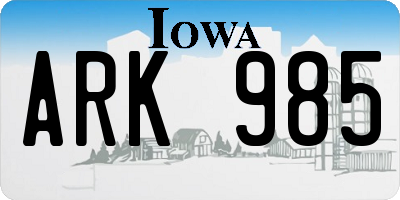 IA license plate ARK985
