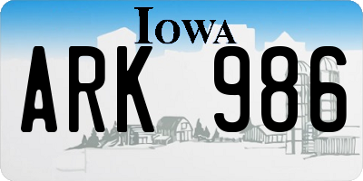 IA license plate ARK986