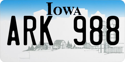 IA license plate ARK988