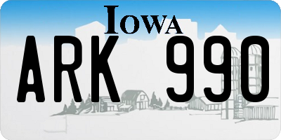 IA license plate ARK990