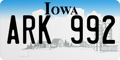 IA license plate ARK992