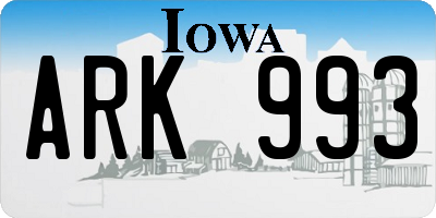 IA license plate ARK993