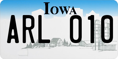 IA license plate ARL010