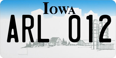 IA license plate ARL012