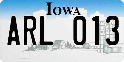 IA license plate ARL013