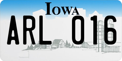 IA license plate ARL016