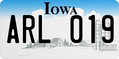 IA license plate ARL019