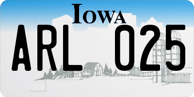 IA license plate ARL025