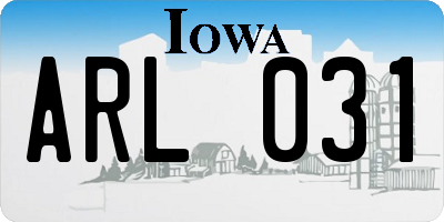 IA license plate ARL031