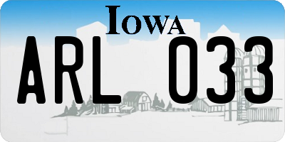 IA license plate ARL033