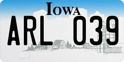 IA license plate ARL039