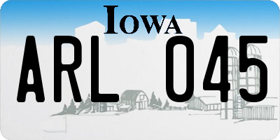 IA license plate ARL045