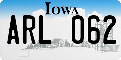 IA license plate ARL062