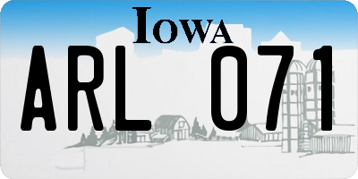 IA license plate ARL071