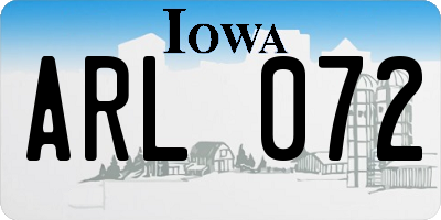 IA license plate ARL072
