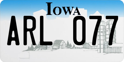 IA license plate ARL077