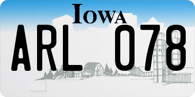 IA license plate ARL078