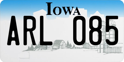 IA license plate ARL085