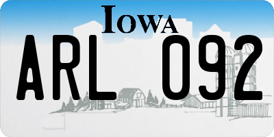 IA license plate ARL092