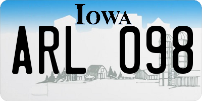 IA license plate ARL098