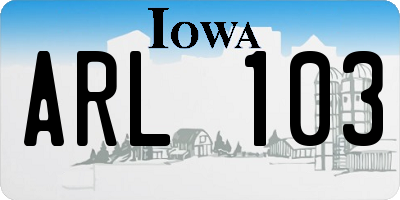 IA license plate ARL103