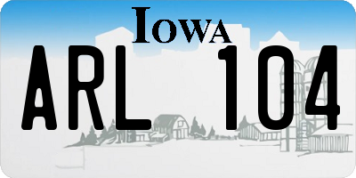 IA license plate ARL104