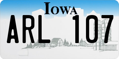 IA license plate ARL107