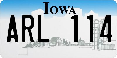 IA license plate ARL114