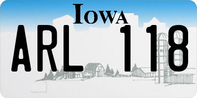 IA license plate ARL118