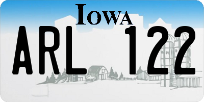 IA license plate ARL122