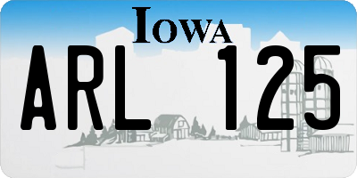 IA license plate ARL125