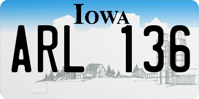 IA license plate ARL136