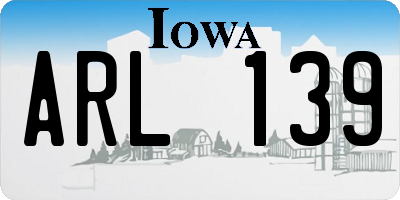 IA license plate ARL139