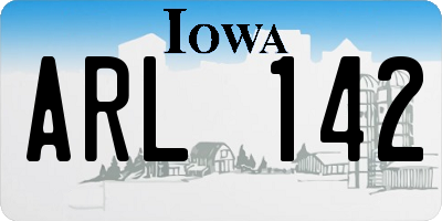 IA license plate ARL142