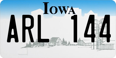 IA license plate ARL144