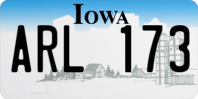 IA license plate ARL173