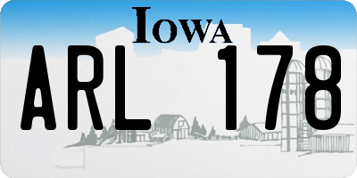 IA license plate ARL178