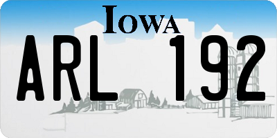 IA license plate ARL192