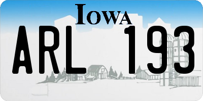 IA license plate ARL193
