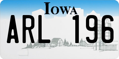 IA license plate ARL196